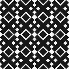 Aufkleber - Squares  ornament. Vector black crosses and squares in diagonal position. Seamless black shapes make simple pattern.