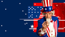 Uncle Sam Against American Flag