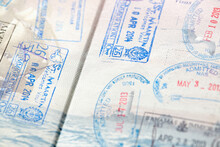 Close-up Of Stamps In Passport