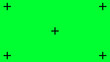 Green screen background with focus crosses, VFX motion tracking markers. Abstract concept video footage replacement tracking markers element