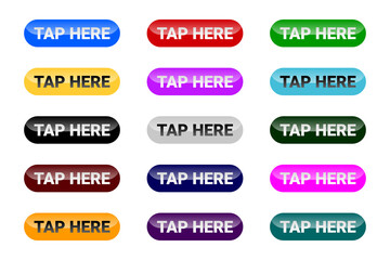 Fototapete - multicolor rounded rectangle 3d glossy button vector design element