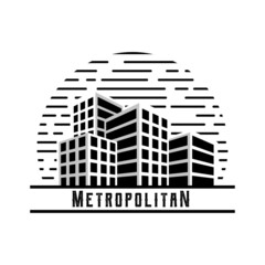 Aufkleber - metropolitan logo with many tall and majestic buildings. presentation, business card element
