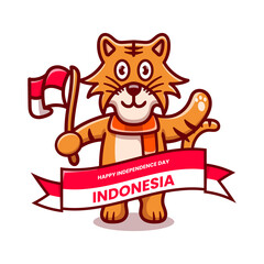  cute tiger celebration indonesia independence day