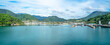 scenery from Cook strait ferry seeing the coast of Picton, the famous port town of South Island of New Zealand