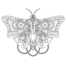 Butterfly Steampunk Illustration Lineal Style