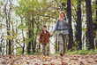 © djoronimo - Happy mother and son are hiking in forest.