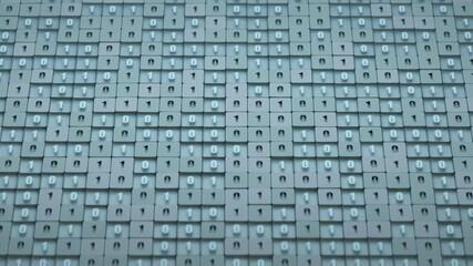 Binary code. Decryption and encryption metaphor. 3D render animation