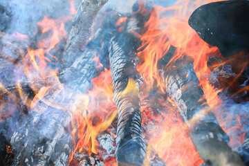 fire coals background burns the fire tree firewood