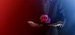 © Ivan - Businessman holding a message icon, bubble talk notification sign in his hands. Chat icon, sms icon, comments icon, speech bubbles