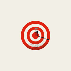 Business objective completed, goal achievement, vector concept. Symbol of success, victory. Minimal illustration.