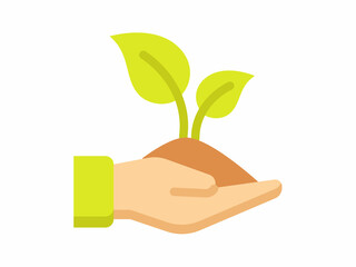 Wall Mural - save nature hand plant environment go green single isolated icon with flat style