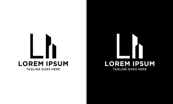 letter L logo illustration simple modern building vector design template on a white and black background.