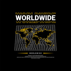 Worldwide writing design, suitable for screen printing t-shirts, clothes, jackets and others