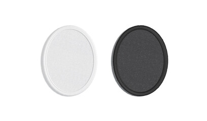 blank black and white round embroidered patch mockup, top view