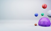 Colorfull Ico Spheres 3D Rendering. Abstract Wallpaper Background 
