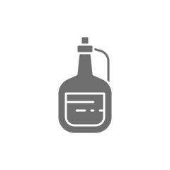 Olive oil in glass bottle grey icon.