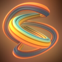 Leinwandbilder - Smooth curved line for concept design. Minimal geometric texture background. Colorful 3d rendering digital illustration.
