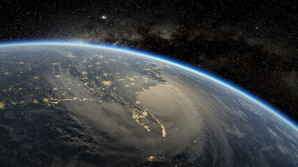 Wall Mural - satellite view of the eye of the tropical storm.3d render.