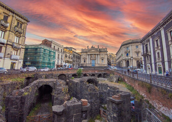 Canvas Print - Catania (Sicilia, Italy) - The artistic historical center in the metropolitan city of Catania, Sicily region, during the summer.