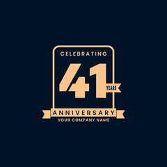 Wall Mural - Gold modern 41 year anniversary logo. birthday. Celebration. Celebrating. element. Tape