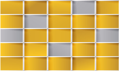 Wall Mural - Vector Luxury gold pattern. 3D Effect Bulging Shape. Modern stylish gold pattern. Abstract luxury design. Squares or rectangle pattern. Different shades og yellow, gold and grey color. Eps10 Vector