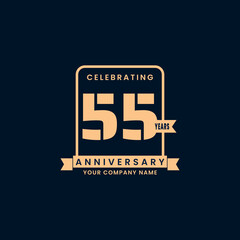 Wall Mural - Gold modern 55 year anniversary logo. birthday. Celebration. Celebrating. element. Tape