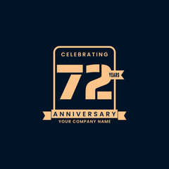 Wall Mural - Gold modern 72 year anniversary logo. birthday. Celebration. Celebrating. element. Tape