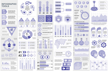 Wall Mural - Bundle infographic elements data visualization vector design template. Can be used for steps, business processes, workflow, diagram, flowchart concept, timeline, marketing icons, info graphics.