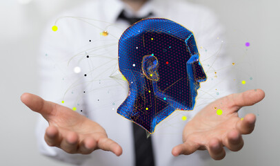 Poster - Human head and brain with Artificial intelligence concept