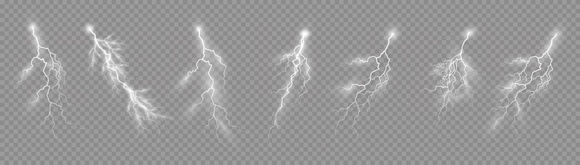 Wall Mural - set of zippers, thunderstorm and effect lightning.
