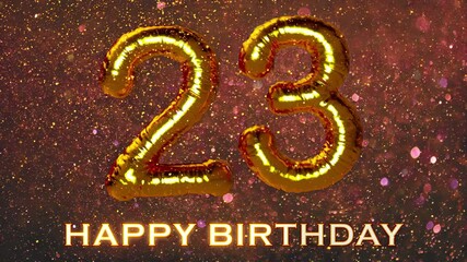 Wall Mural - This is text animation of Happy Birthday celebration with glittering effects on background and golden number balloon in front.