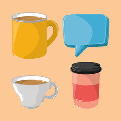 Canvas Print - coffee cups and talk bubbles