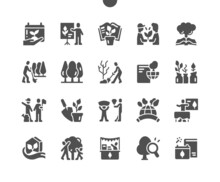 Environmental Education Day 26 January. People Cherish Nature. Calendar. Twenty Sixth Of January. Save Nature. Ecology, Trees, Plant. Vector Solid Icons. Simple Pictogram