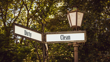 Wall Mural - Street Sign Clean versus Dirty