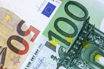 Canvas Print - Close up shot of euro banknotes