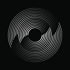 Wall Mural - White stripes in rounded form. Geometric art. Design element for border frame, round logo, blackout tattoo, sign, symbol, web pages, prints, template, pattern and abstract background