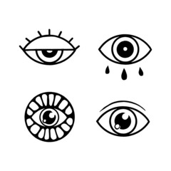 Poster - set of eye icons vector collection. simple eye illustration for pictogram or element design. modern outline style of eyes on white background.