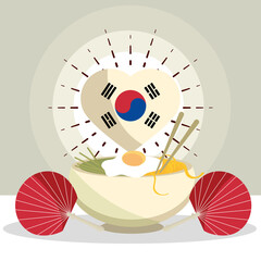 Wall Mural - korean food and fan