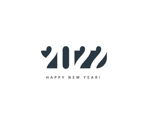 Poster - 2022 abstract number for Happy New Year Greeting card cover, creative calendar headline, elegant logo, new year festive poster concept, minimalistic black vector illustration on white background.