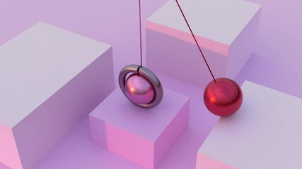 loop animation pendulum swinging. Repeated beat. Computer generated seamless motion design of simple geometric shapes.