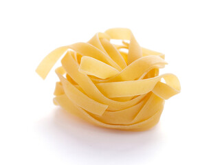 Sticker - Pasta tagliatelle isolated on white background. Raw fettuccine pasta