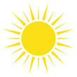 Yellow sun. Symbol of hot weather day, summer holiday or new life. Simple flat vector silhouette