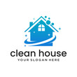 creative clean house logo design circle illustration