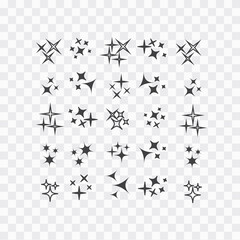 Wall Mural - black sparkles, glowing light effect stars and bursts vector set. bright firework, decoration twinkl