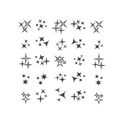 Wall Mural - black sparkles, glowing light effect stars and bursts vector set. bright firework, decoration twinkl