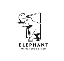 Wall Mural - elephant with square background logo