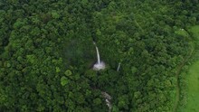 Aerial Shot La Fortuna Waterfall Beautiful Costa Rica Lush Rain Forest, 4K