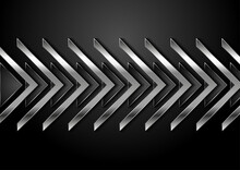 Technology Abstract Background With Metallic Silver Arrows. Vector Design