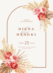 Hand painted boho wedding invitation