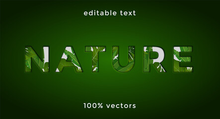 Editable text nature with floral style Premium Vector